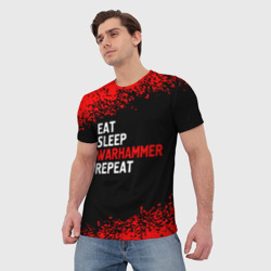 Мужская футболка 3D Eat Sleep Warhammer Repeat - Спрей - фото 2