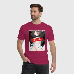 Мужская футболка хлопок Девушка и надпись Senpai Ahegao - фото 2
