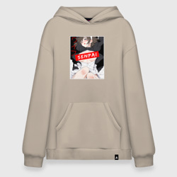 Худи SuperOversize хлопок Девушка и надпись Senpai Ahegao