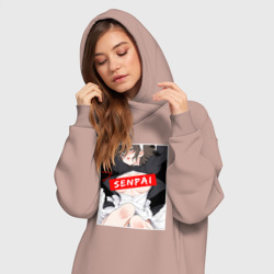 Платье-худи хлопок Девушка и надпись Senpai Ahegao - фото 2