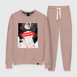 Женский костюм хлопок Девушка и надпись Senpai Ahegao