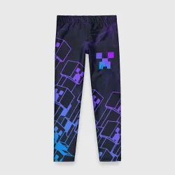 Детские леггинсы 3D Minecraft Creeper neon
