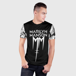 Мужская футболка 3D Slim Marilyn Manson rock n roll - фото 2