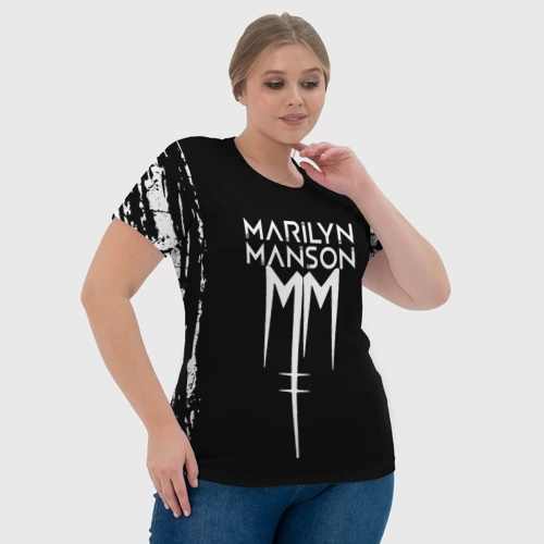 Женская футболка 3D с принтом Marilyn Manson rock n roll, фото #4