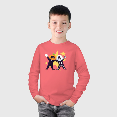 Детский лонгслив хлопок с принтом Жуткий Месяц, Скид и Памп, фото на моделе #1