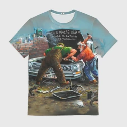 Мужская футболка 3D Руки в масле, шея в мыле - автомобиль и мастера