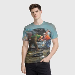 Мужская футболка 3D Руки в масле, шея в мыле - автомобиль и мастера - фото 2