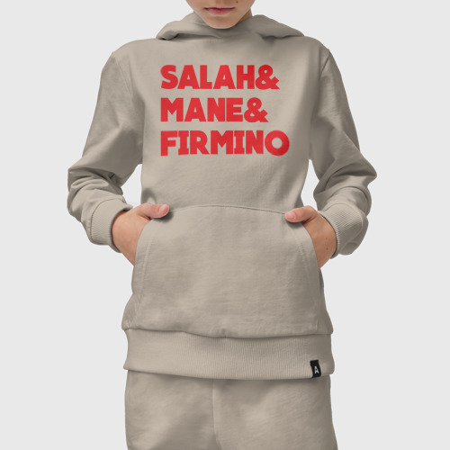Детский костюм с толстовкой хлопок с принтом Salah - Mane - Firmino, вид сбоку #3