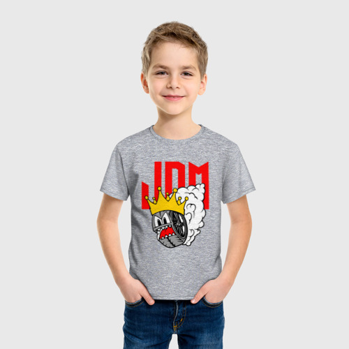 Детская футболка хлопок JDM Wheel King, цвет меланж - фото 3