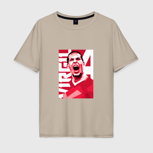 Мужская футболка хлопок Oversize с принтом Liverpool - Virgil, вид спереди #2