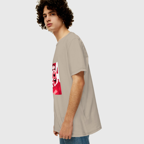 Мужская футболка хлопок Oversize с принтом Liverpool - Virgil, вид сбоку #3