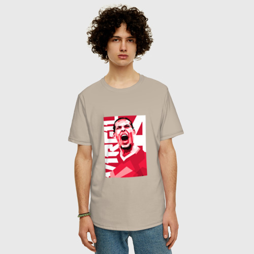 Мужская футболка хлопок Oversize с принтом Liverpool - Virgil, фото на моделе #1