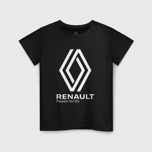 Детская футболка хлопок Рено Reno Auto, цвет черный