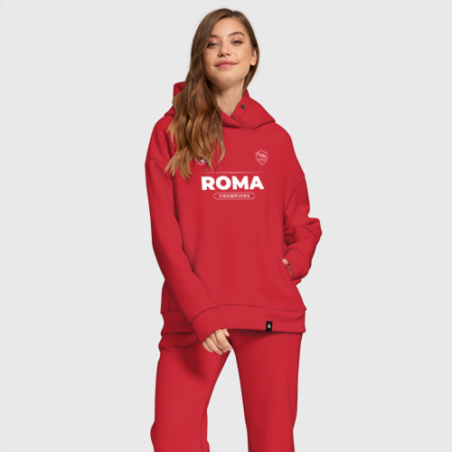 Женский костюм хлопок Oversize с принтом Roma Форма Чемпионов, фото на моделе #1