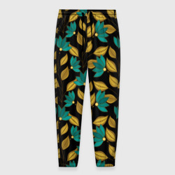 Мужские брюки 3D Золотые и зеленые листья