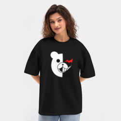 Женская футболка Oversize хлопок texturе Danganronpa мишка - фото 2