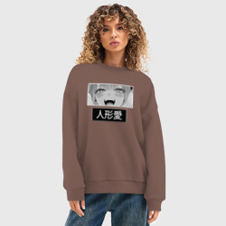 Женский свитшот oversize без начеса хлопок Фарфоровая кукла взгляд Marin Kitagawa - фото 2