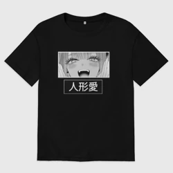 Женская футболка хлопок Oversize Фарфоровая кукла взгляд Marin Kitagawa