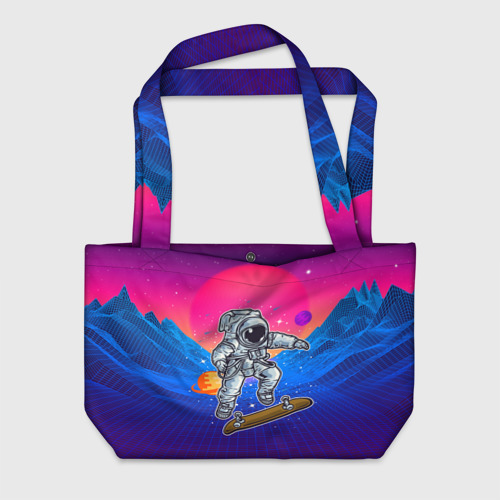 Пляжная сумка 3D Космонавт прыгает на скейте