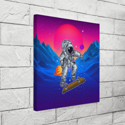 Холст квадратный Космонавт прыгает на скейте - фото 2