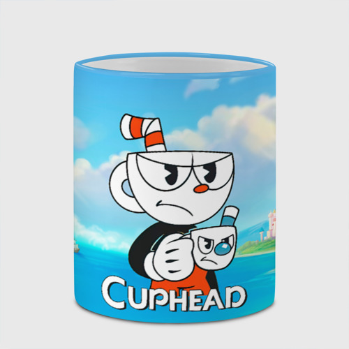 Кружка с полной запечаткой Cuphead сердитая чашечка, цвет Кант небесно-голубой - фото 4