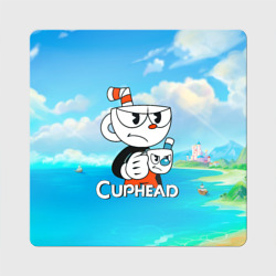 Магнит виниловый Квадрат Cuphead сердитая чашечка