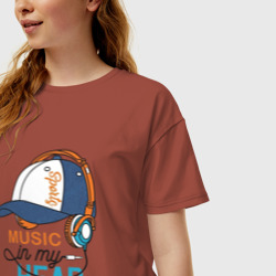 Женская футболка хлопок Oversize Музыка в моей голове - фото 2