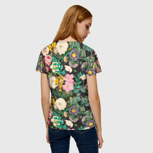 Женская футболка 3D Паттерн из летних цветов Summer Flowers Pattern, цвет 3D печать - фото 4