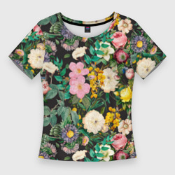 Женская футболка 3D Slim Паттерн из летних цветов Summer Flowers Pattern