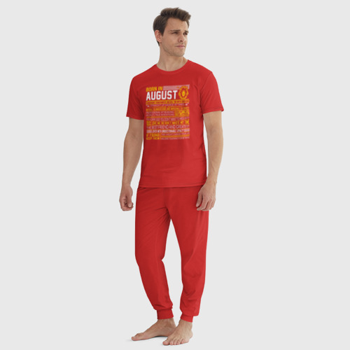 Мужская пижама хлопок Рожденный в августе Лев, цвет красный - фото 5