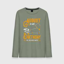 Мужской лонгслив хлопок В августе мой день рождения Лев