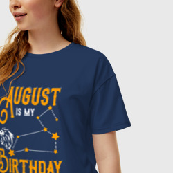 Женская футболка хлопок Oversize В августе мой день рождения Лев - фото 2