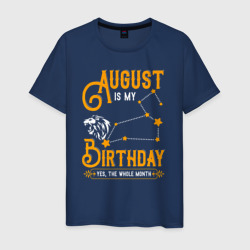 В августе мой день рождения Лев – Мужская футболка хлопок с принтом купить со скидкой в -20%