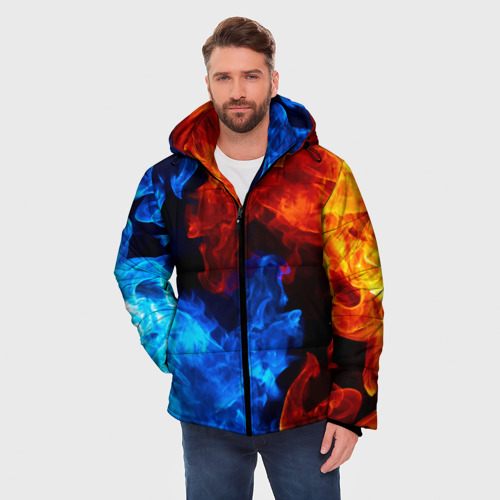 Мужская зимняя куртка 3D Огонь - Вода Инь - Янь, цвет черный - фото 3
