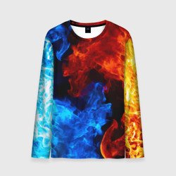 Мужской лонгслив 3D Огонь - Вода Инь - Янь