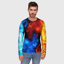 Мужской лонгслив 3D Огонь - Вода Инь - Янь - фото 2