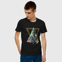 Мужская футболка хлопок Neon Vaporwave Glitch Statue - фото 2