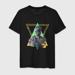 Мужская футболка хлопок Neon Vaporwave Glitch Statue