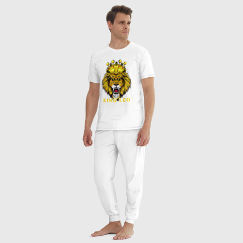 Мужская пижама хлопок King Leo Король Лев, цвет белый - фото 5