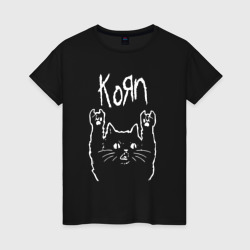 Женская футболка хлопок Korn рок кот