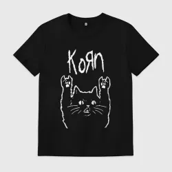 Мужская футболка хлопок Korn рок кот