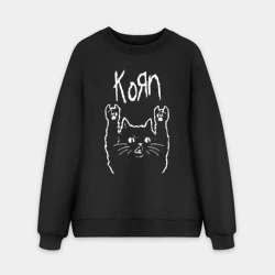 Мужской свитшот oversize без начеса хлопок Korn рок кот