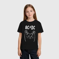 Детская футболка хлопок AC/DC рок кот - фото 2