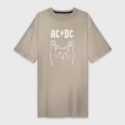 Платье-футболка хлопок AC/DC рок кот