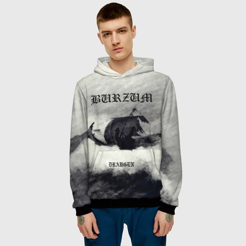 Мужская толстовка 3D с принтом Burzum - Draugen, фото на моделе #1