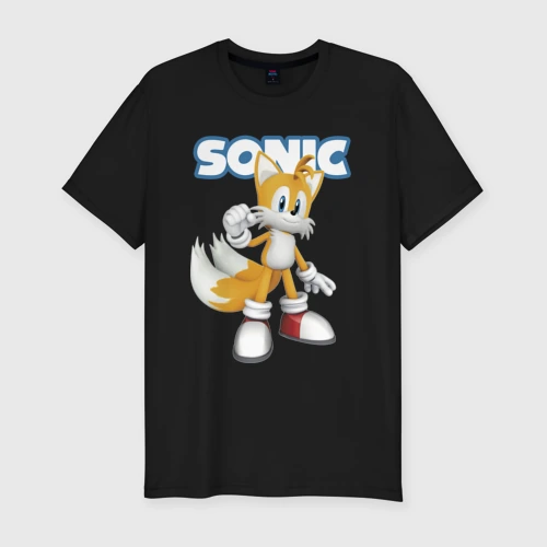 Мужская футболка хлопок Slim Майлз Тейлз Прауэр Sonic Видеоигра