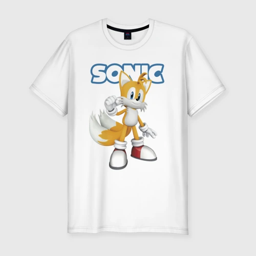 Мужская футболка хлопок Slim Майлз Тейлз Прауэр Sonic Видеоигра