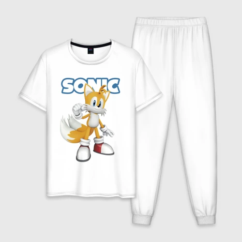 Мужская пижама с белой футболкой хлопок Майлз Тейлз Прауэр Sonic Видеоигра