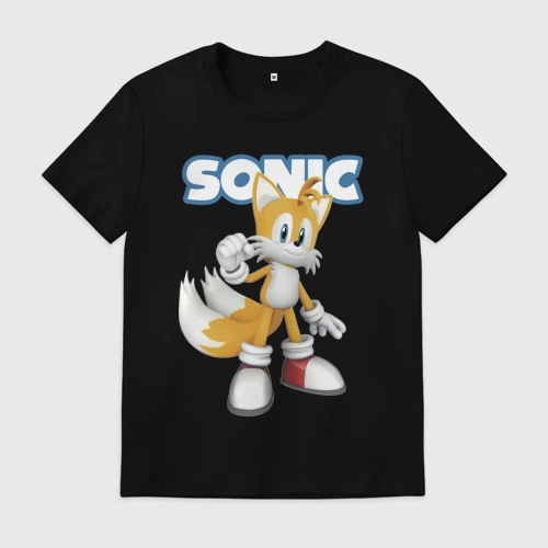 Мужская футболка хлопок Майлз Тейлз Прауэр Sonic Видеоигра