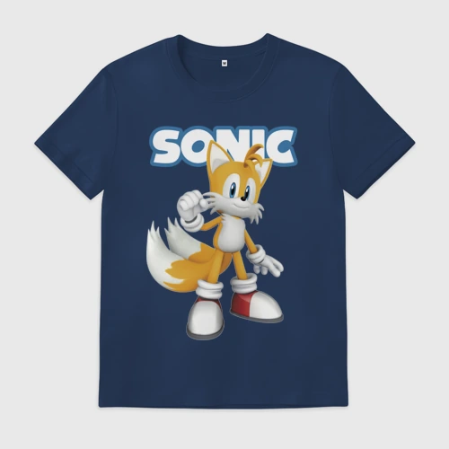 Мужская футболка хлопок Майлз Тейлз Прауэр Sonic Видеоигра